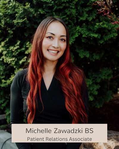 Picture of Michelle Aluma's front desk associate; she helps clients book Botox and PRF microneedling, and Skinpen microneedling treatments.